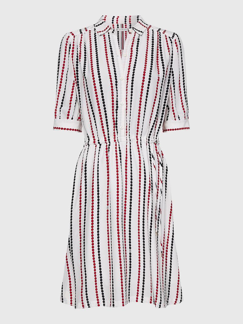 Női Tommy Hilfiger Curve Dot Shirtdress Dresses Fehér Színes | HU 53SGL